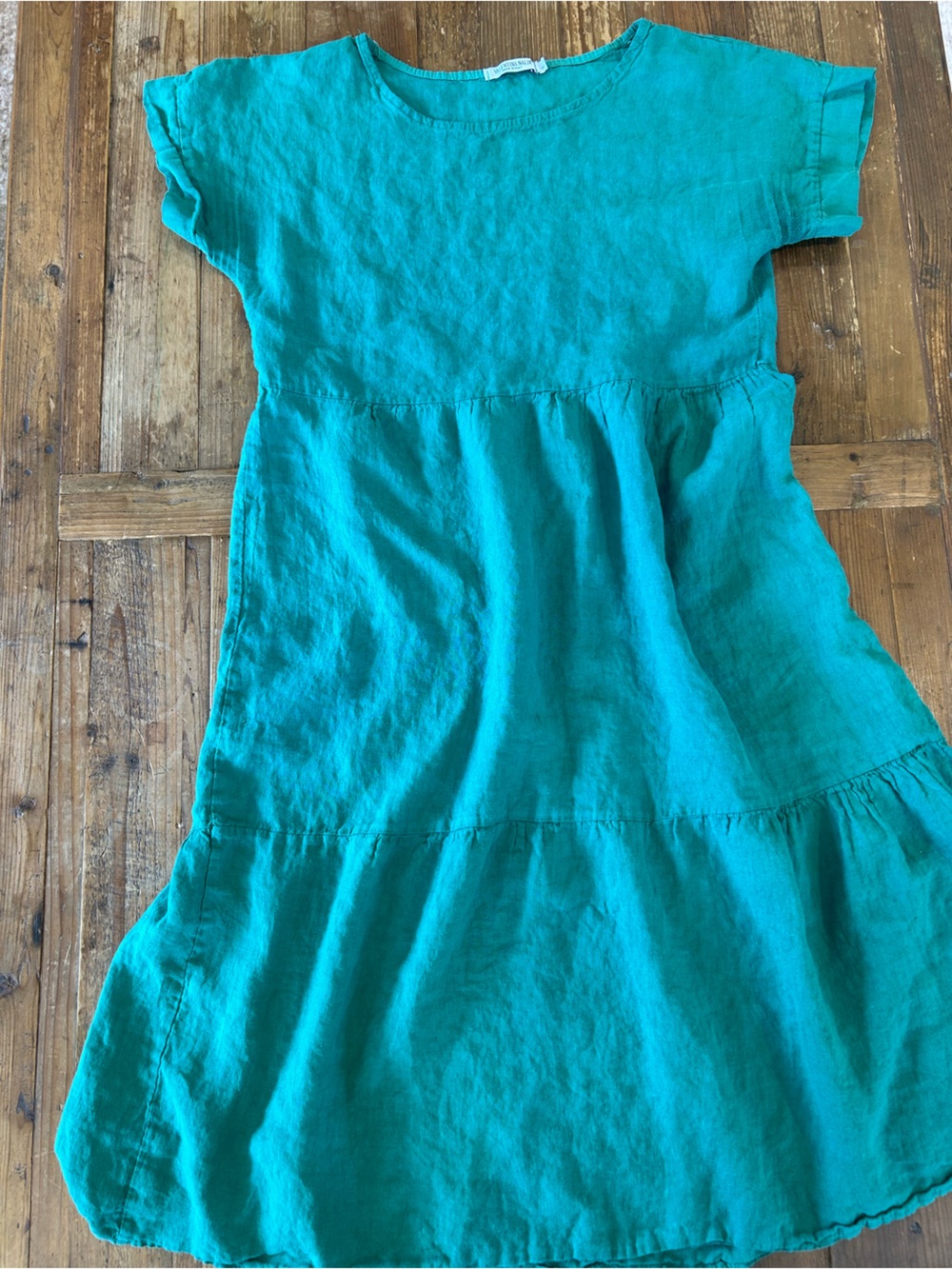 Valentina Nadia 100% Linen Green Midi Dress
